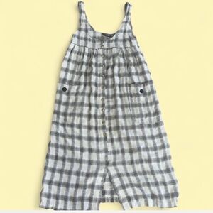 New York style Plaid Button-up  Sleeveless Dress black and beige size S